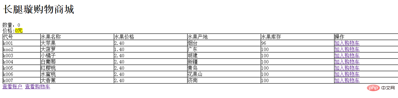 实现简单的php购物车代码